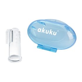 Szilikon fogkefe és ínymasszírozó tokban – Kék