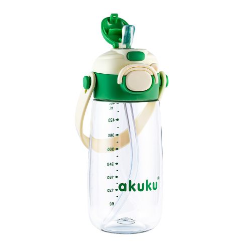 AKUKU 2in1 gyerek kulacs válpánttal 480 ml - zöld