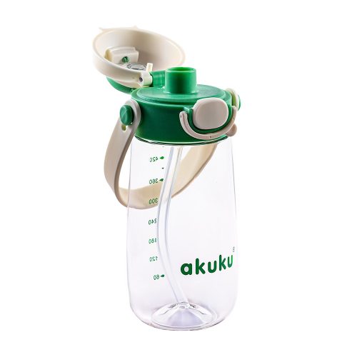 AKUKU 2in1 gyerek kulacs válpánttal 480 ml - zöld