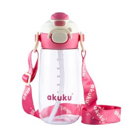 AKUKU 2in1 gyerek kulacs válpánttal 480 ml - pink
