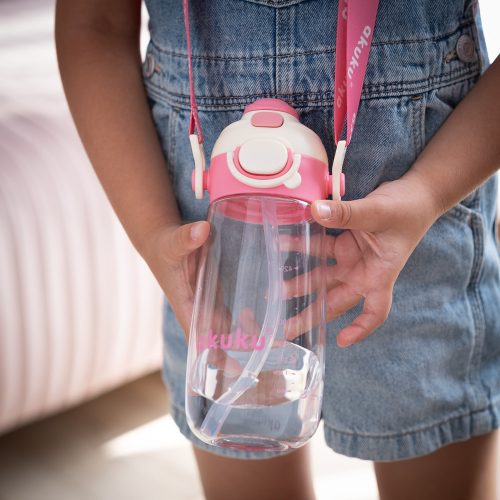 AKUKU 2in1 gyerek kulacs válpánttal 480 ml - pink