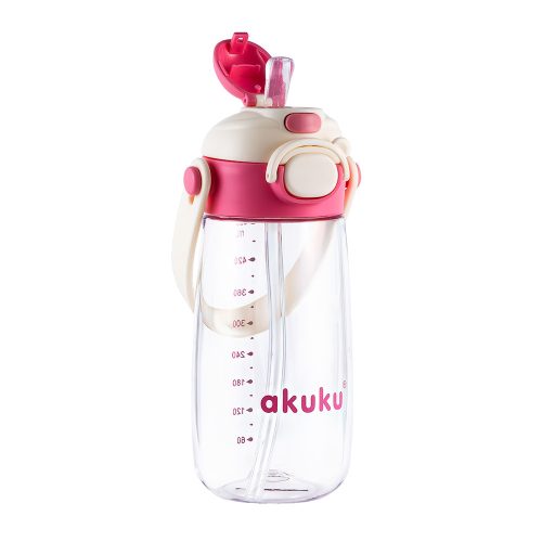 AKUKU 2in1 gyerek kulacs válpánttal 480 ml - pink