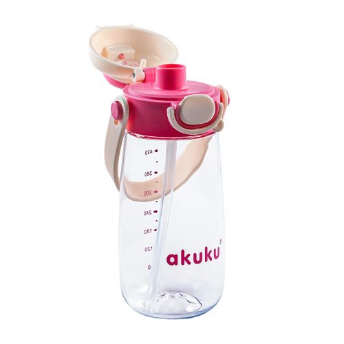AKUKU 2in1 gyerek kulacs válpánttal 480 ml - pink