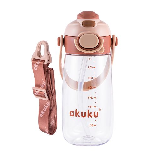 AKUKU 2in1 gyerek kulacs válpánttal 480 ml - cappuchino